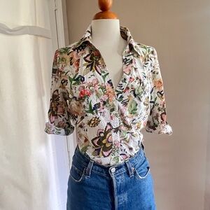 Eden & Olivia 100% Cotton Floral Button Down Shirt